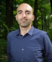 man in blue button down